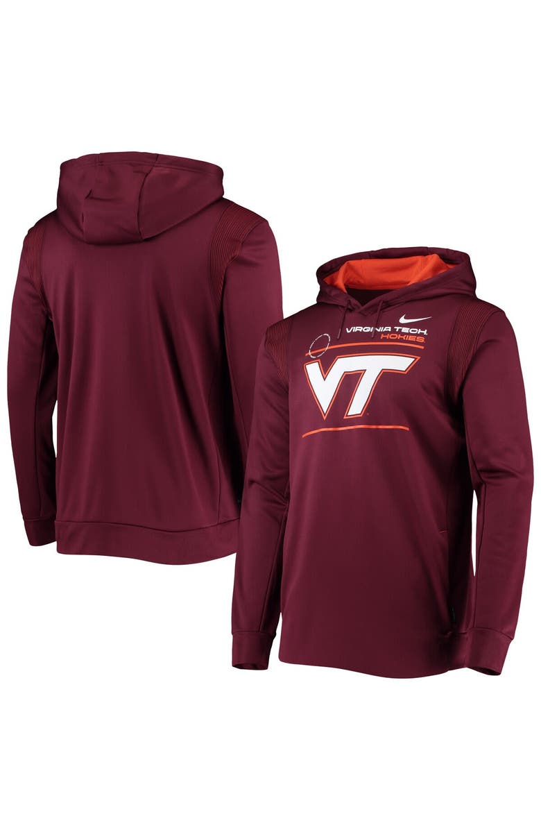 Nike Men's Nike Maroon Virginia Tech Hokies 2021 Team Sideline Performance Pullover Hoodie, Main, color, 