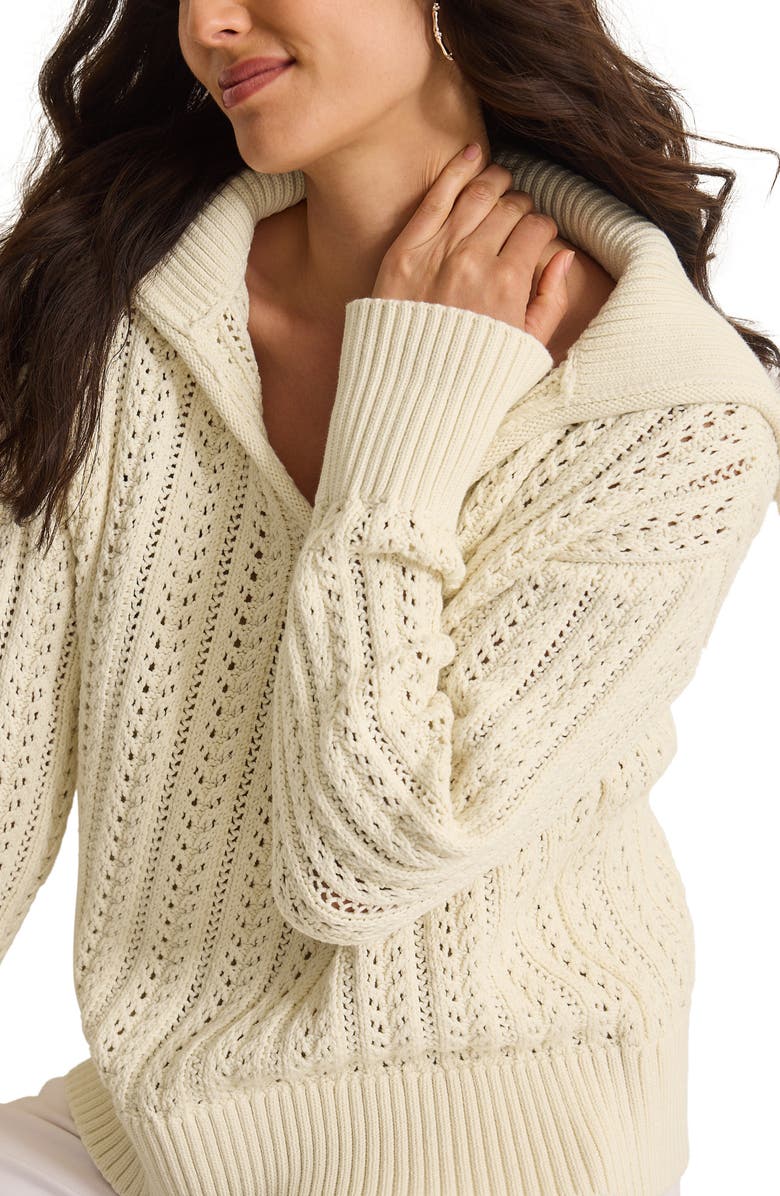 Tommy Bahama Zoe Sailor Collar Sweater, Alternate, color, Bleached Sand