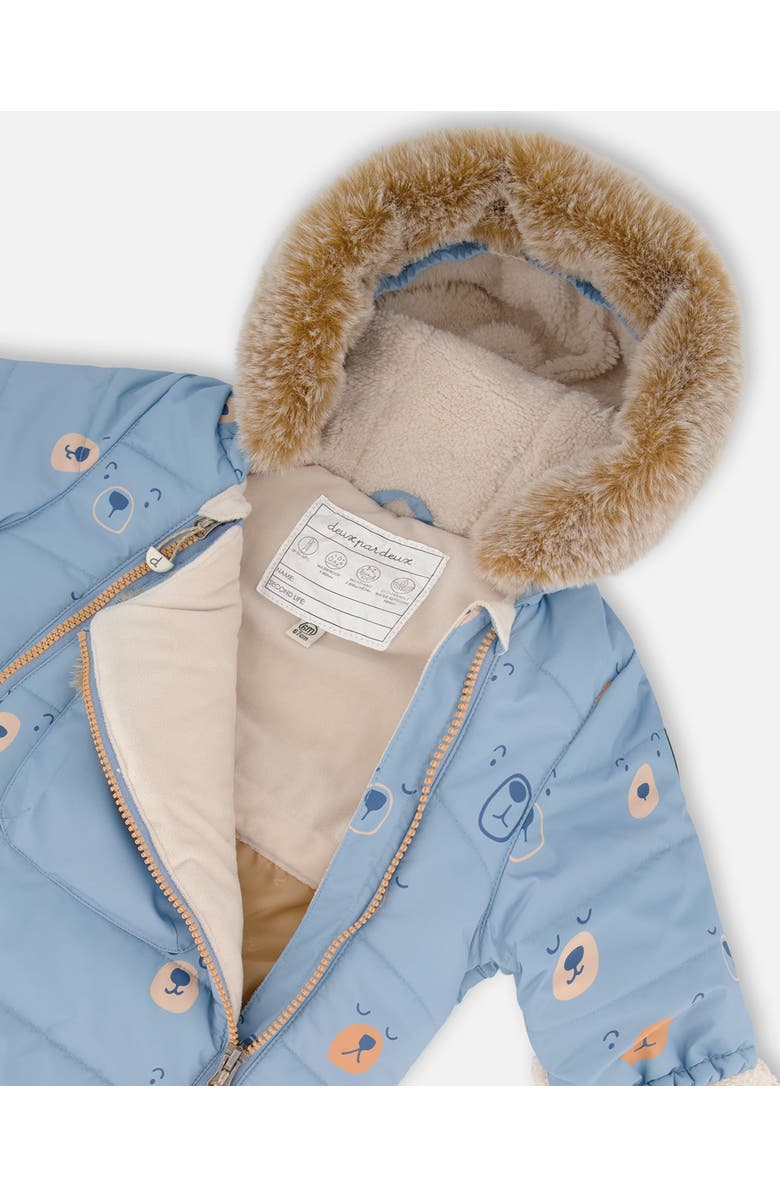 Deux par Deux Baby Boy's One Piece Baby Snowsuit Blue Bears Designed For Car Seat, Alternate, color, 