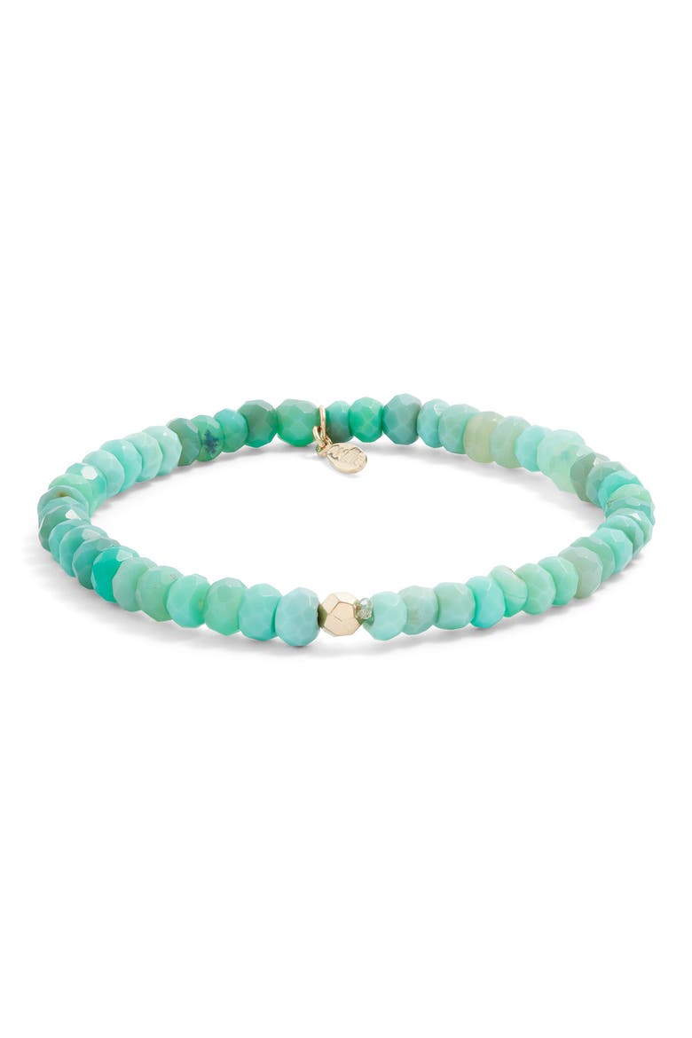 Bohème Chrysoprase Beaded Stretch Bracelet, Main, color, GREEN