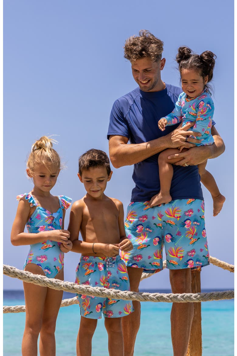 Printed Swim Shorts, Alternate, color, Ocean Clawed