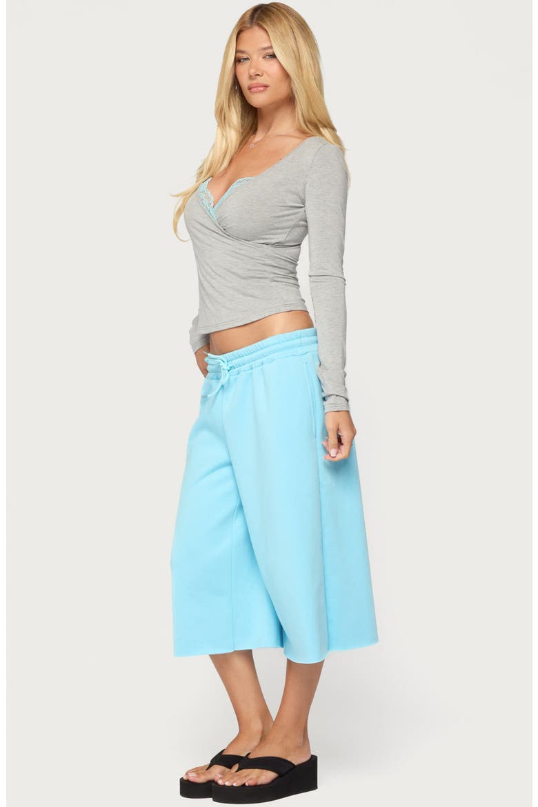 Sanel Lacey Long Sleeve Top, Alternate, color, GRAY-AND-AQUA