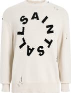 AllSaints Diago Distressed Cotton Crewneck Sweater