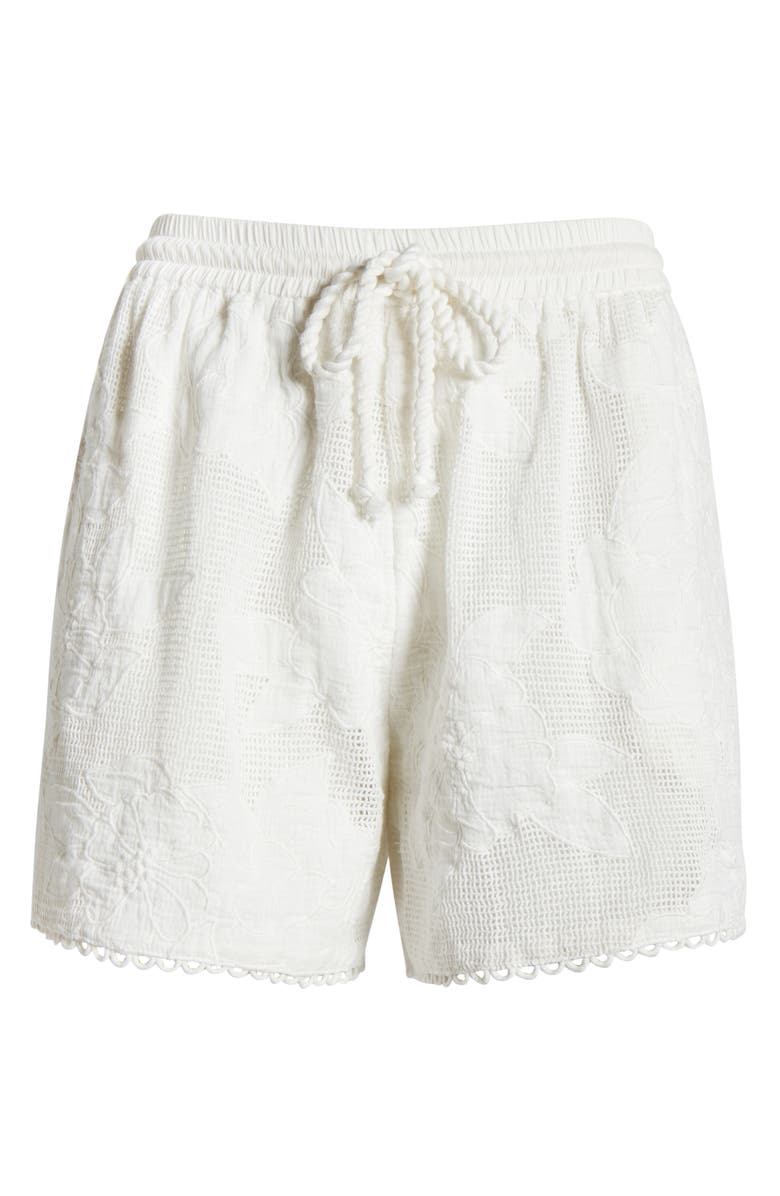 FARM Rio Floral Embroidery Cotton Blend Cover-Up Shorts, Alternate, color,
