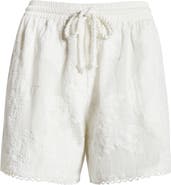 FARM Rio Floral Embroidery Cotton Blend Cover-Up Shorts