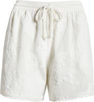 FARM Rio Floral Embroidery Cotton Blend Cover-Up Shorts