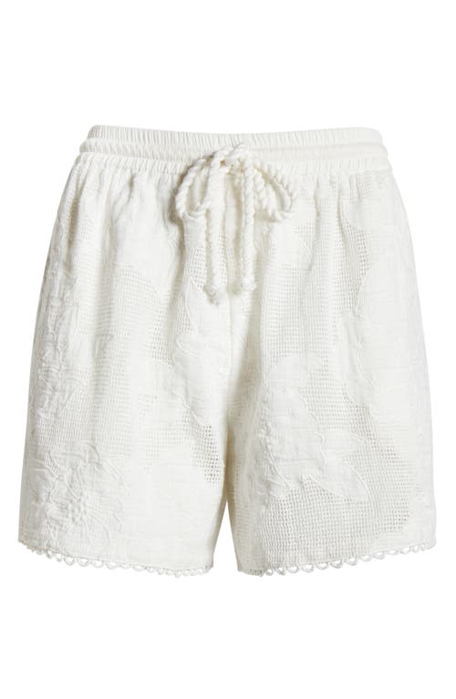 Farm Rio Floral Embroidery Cotton Blend Cover-up Shorts