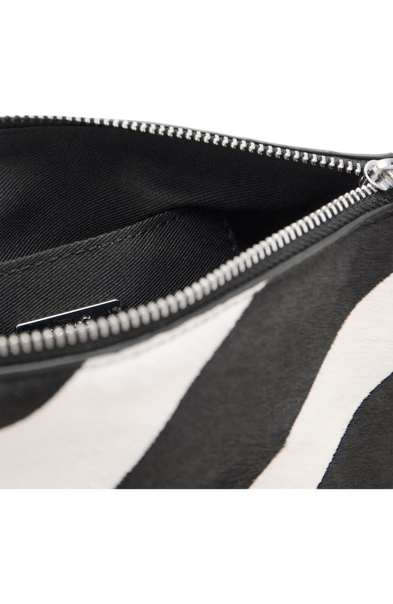 MANGO Zebra Genuine Calf Hair Cosmetics Bag, Alternate, color, Black