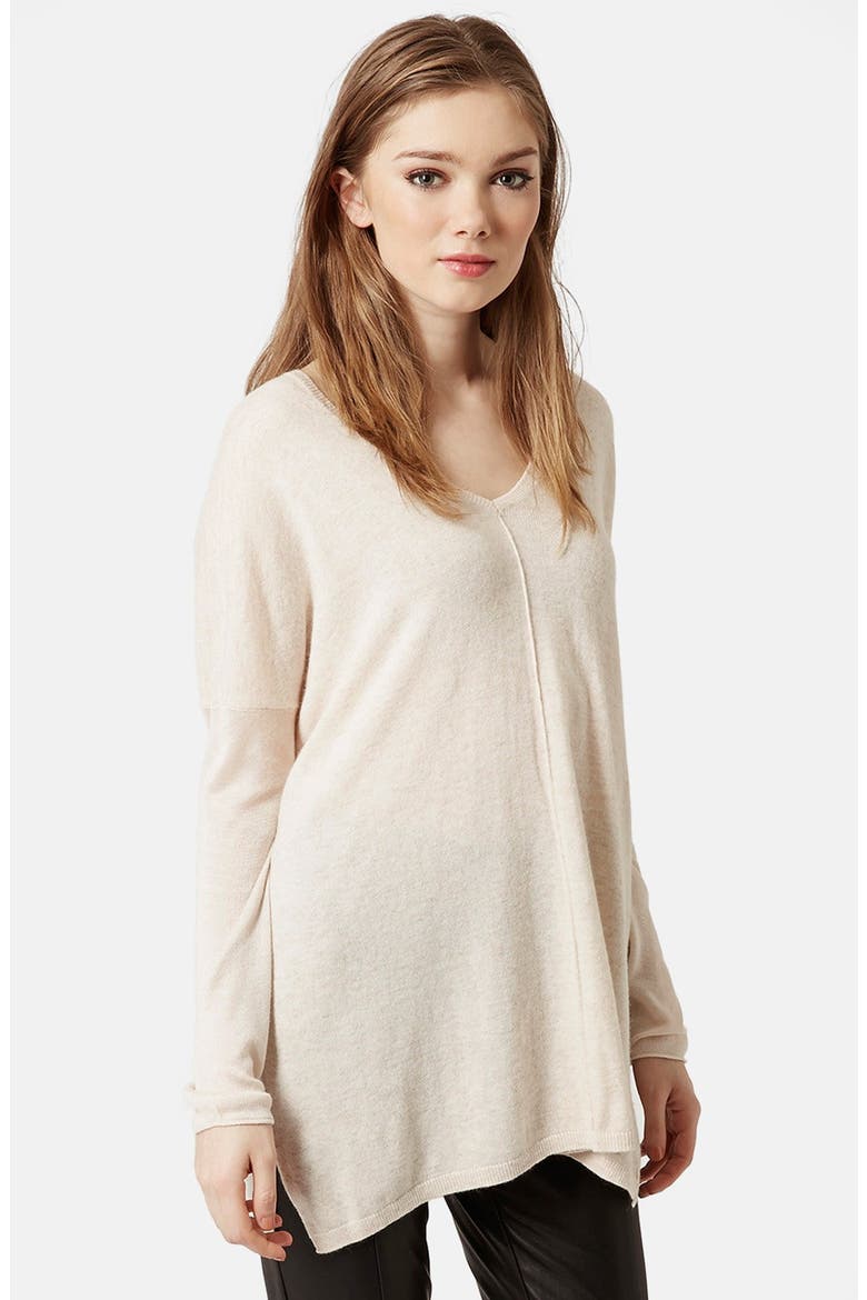 Front Seam V-Neck Sweater, Main, color, CREAM