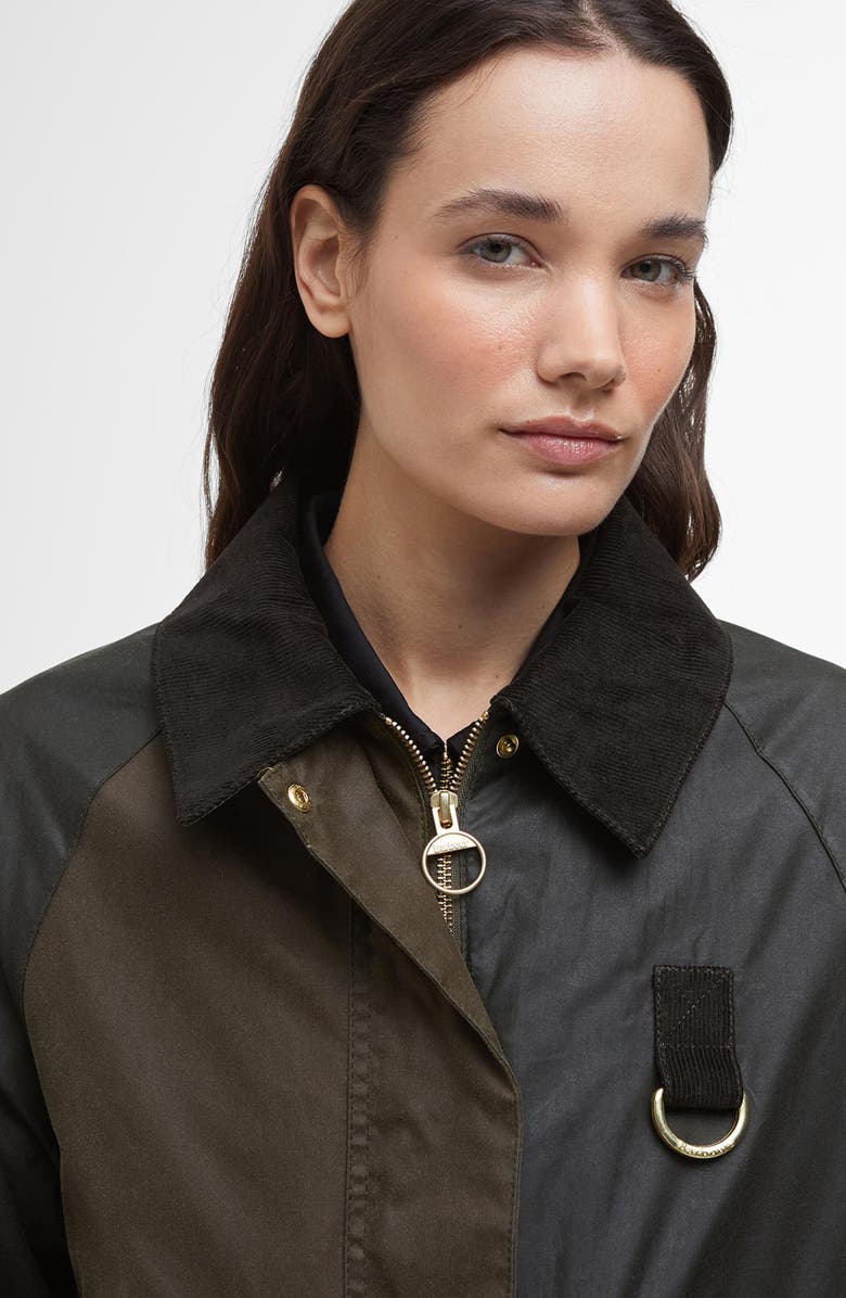 Barbour Alma Colorblock Waxed Cotton Jacket, Alternate, color, 