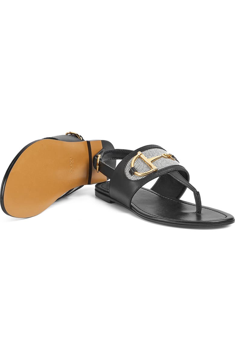 Gucci Alfa Horsebit Sandal, Alternate, color, Black/Natural Black