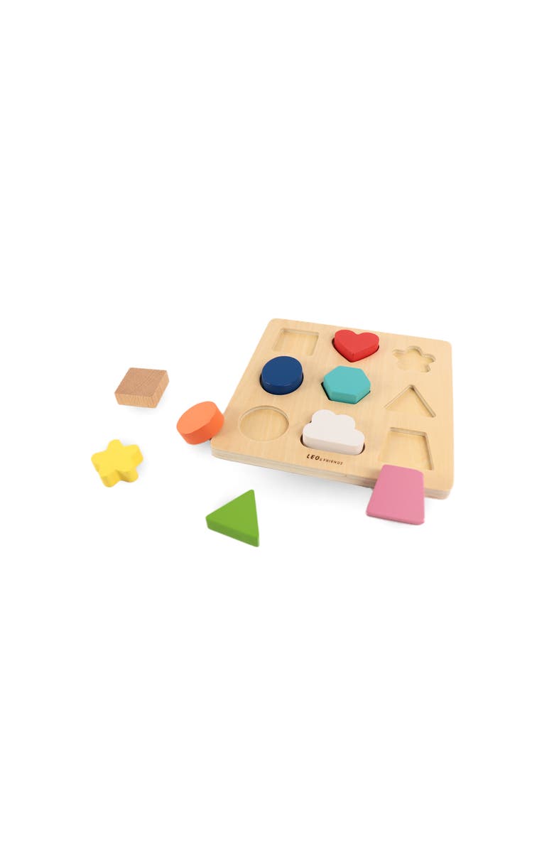 Leo & Friends Color and Shape Sorter, Colorful Wooden Shape Puzzle for Children, Alternate, color, Pink