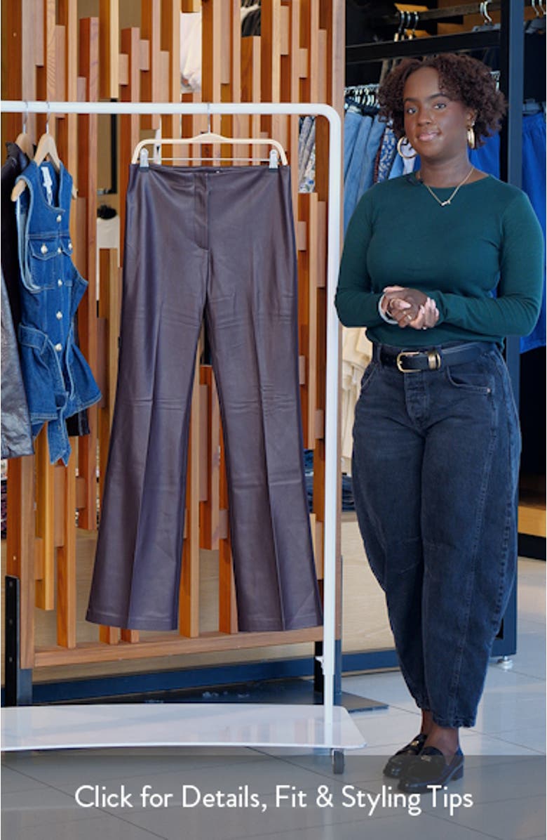 Slim Fit Faux Leather Flare Pants, sales video thumbnail