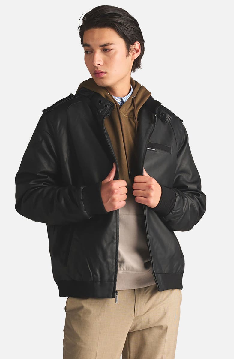 Members Only Men's Faux Leather Iconic Racer Jacket, Main, color, Black