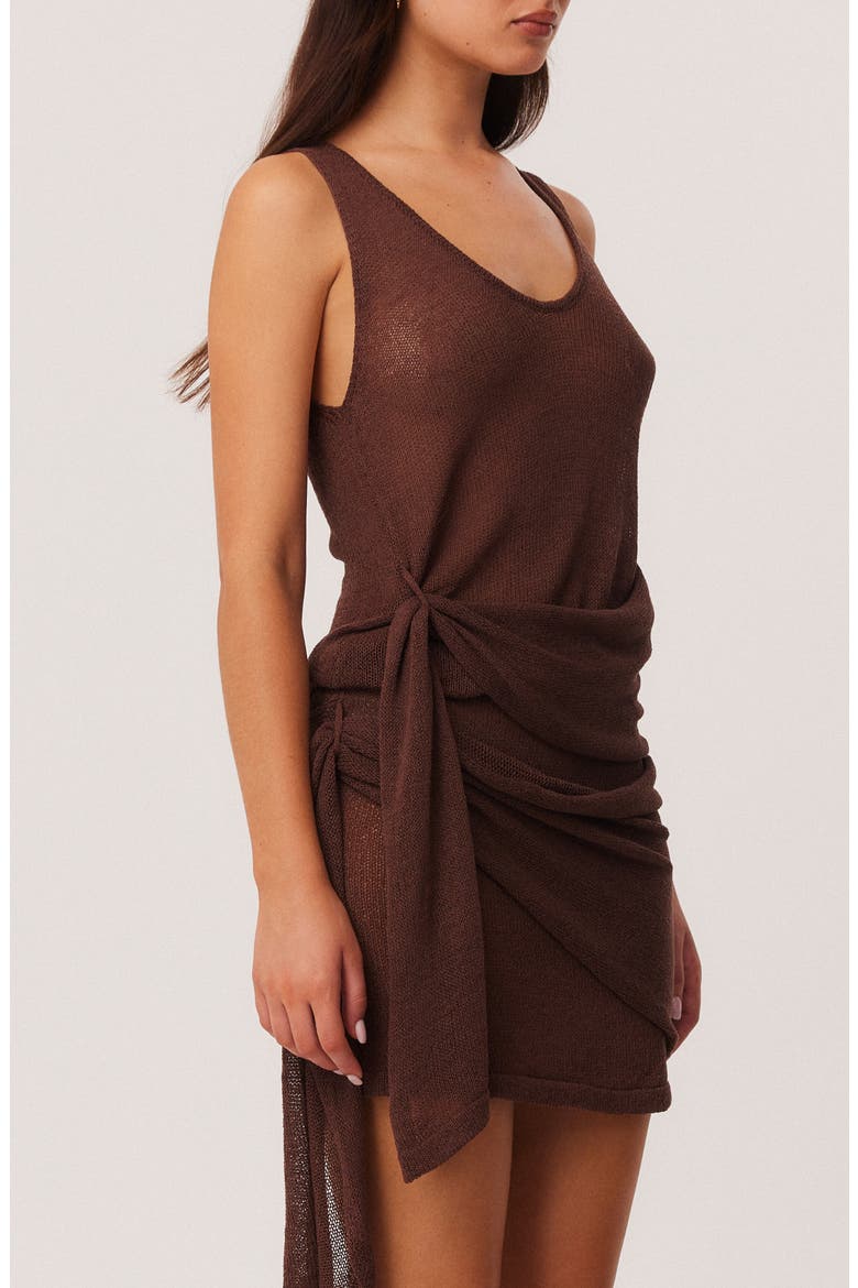 Mindy Semi Sheer Side Wrap Tank, Alternate, color, CHOCOLATE