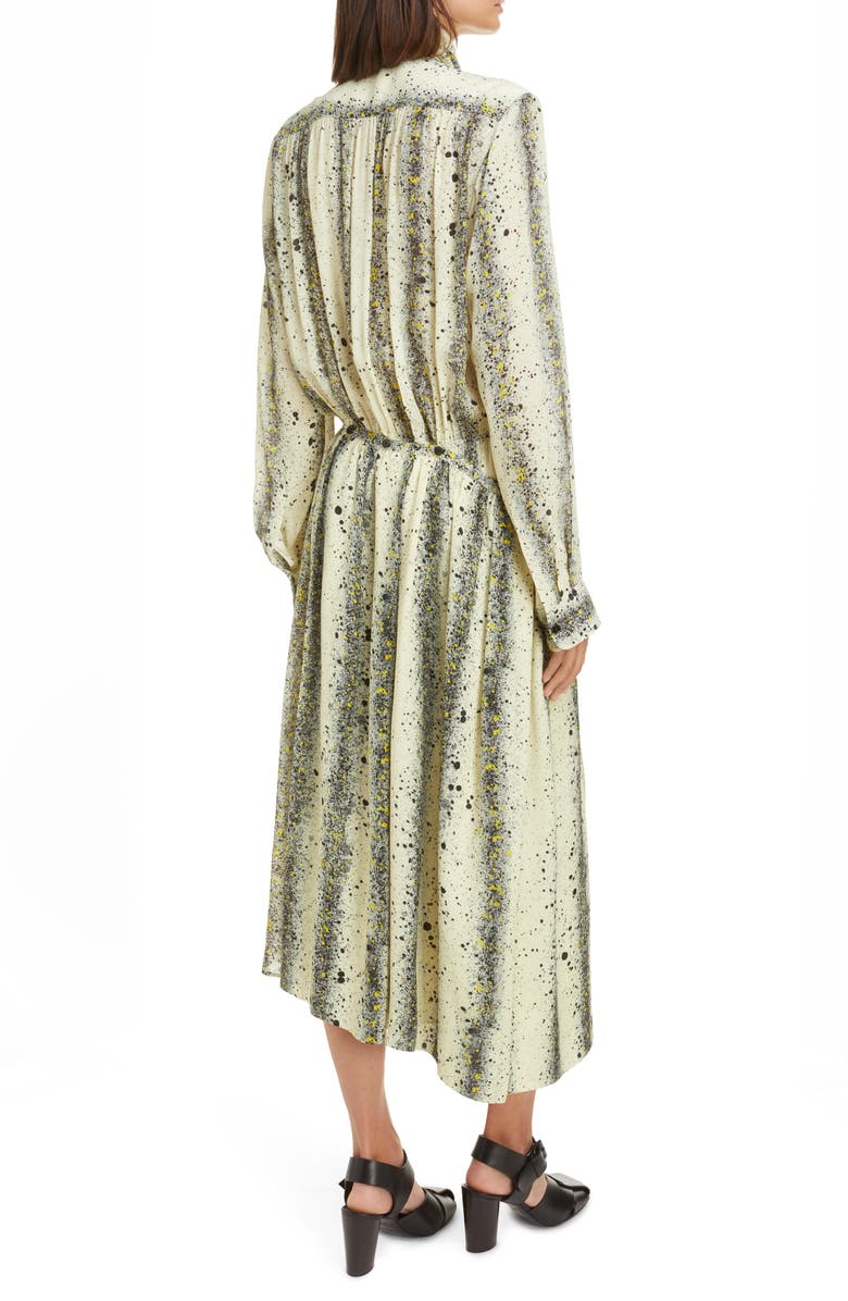 Lemaire Ink Splatter Print Asymmetric Long Sleeve Apron Dress, Alternate, color, 