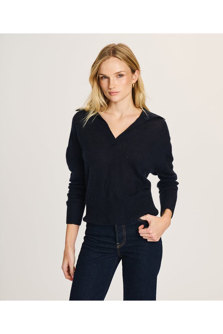Featherweight Cashmere Polo Sweater, Main, color, Navy
