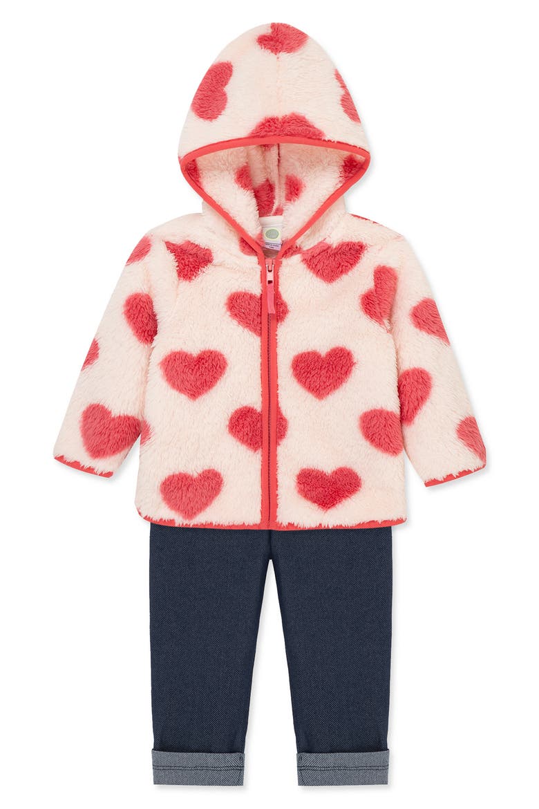 Heart Fleece Hoodie, Long Sleeve Top & Leggings Set, Alternate, color, PINK MULTI