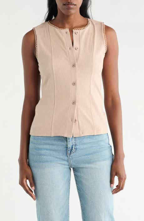 CYRUS Lace Trim Button-Up Vest