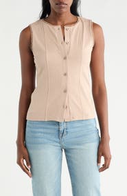 CYRUS Lace Trim Button-Up Vest