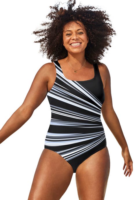 Chlorine Resistant Square Neck Tank One Piece Swimsuit