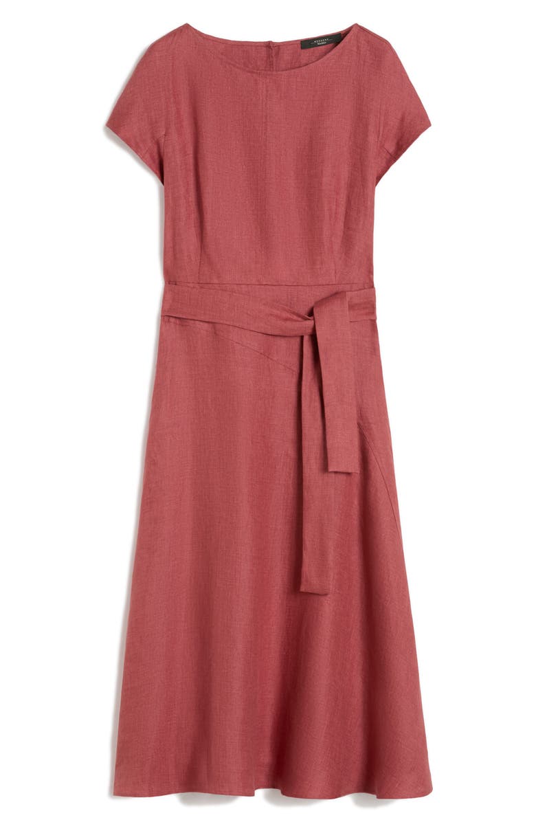 Weekend Max Mara Esordio Belted Linen Canvas A-Line Midi Dress, Alternate, color, 