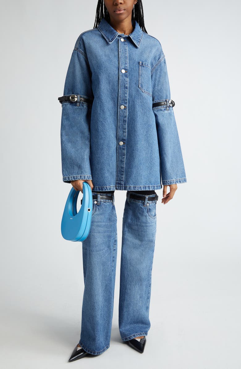 Coperni Belted Elbow Denim Jacket, Alternate, color, 