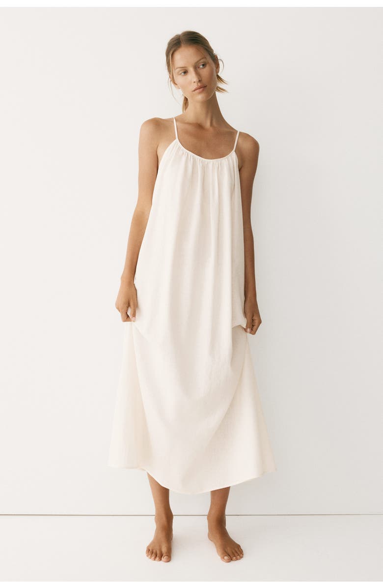 H&M Linen-blend Throw-on Dress, Alternate, color, Cream