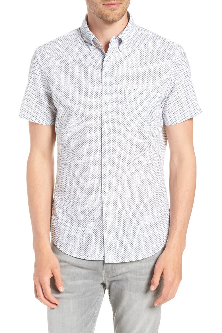 Riviera Slim Fit Print Shirt, Main, color, DUANE FLOWER - WHITE