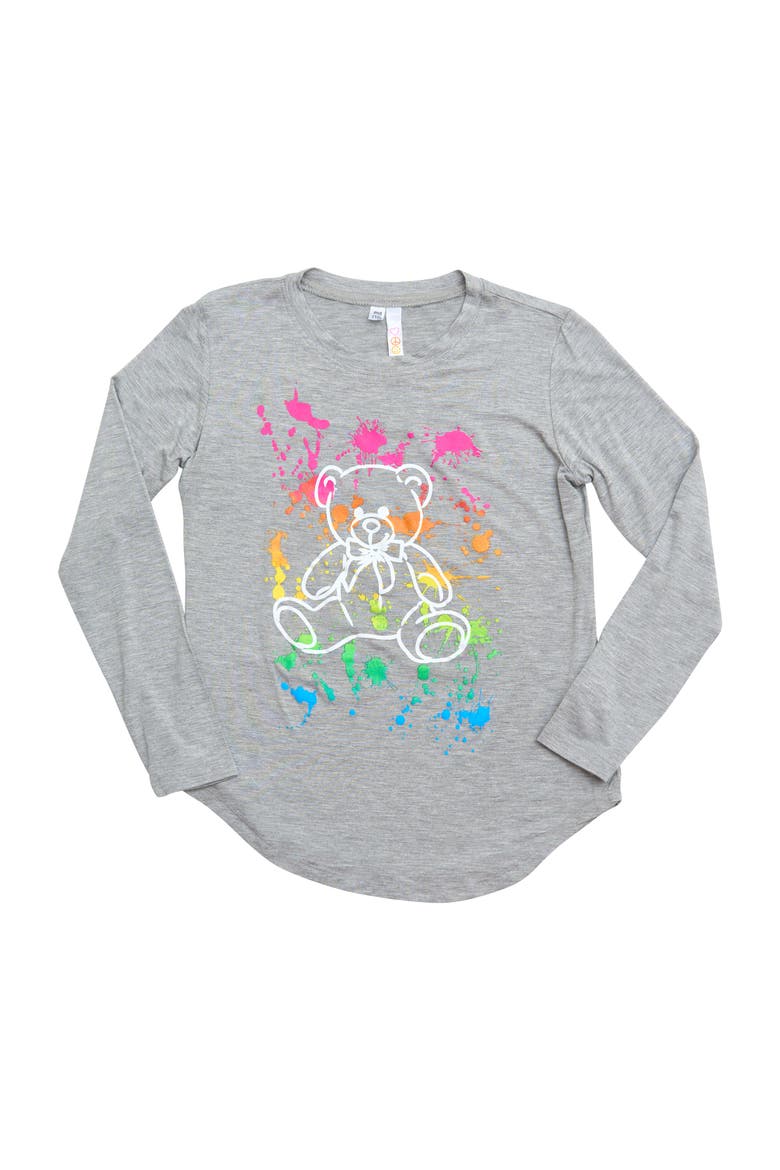 Tunic top with Teddy Bear screen - Little Kid, Alternate, color, Heather Gray Paint