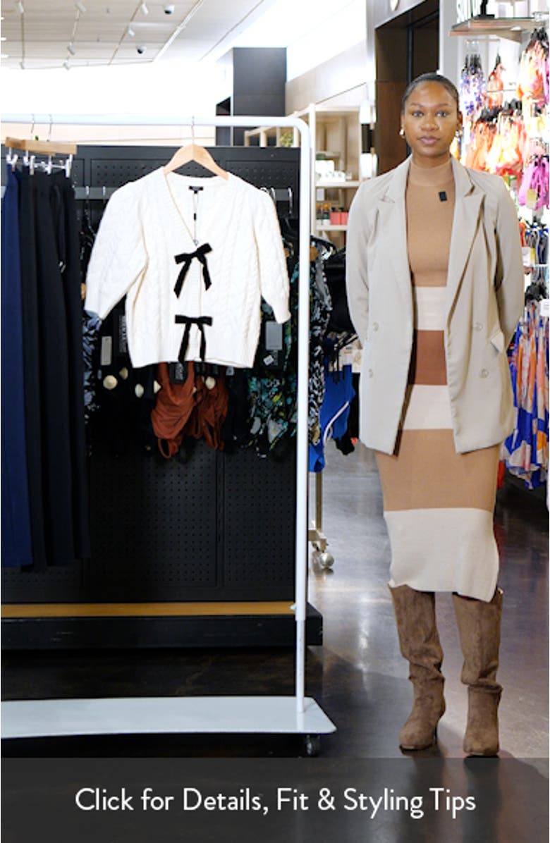 Clarissa Velvet Bow Cotton & Merino Wool Blend Cable Sweater, sales video thumbnail