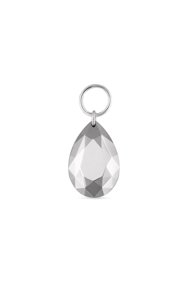 Faceted Pear Charm Pendant, Main, color, WHITE GOLD