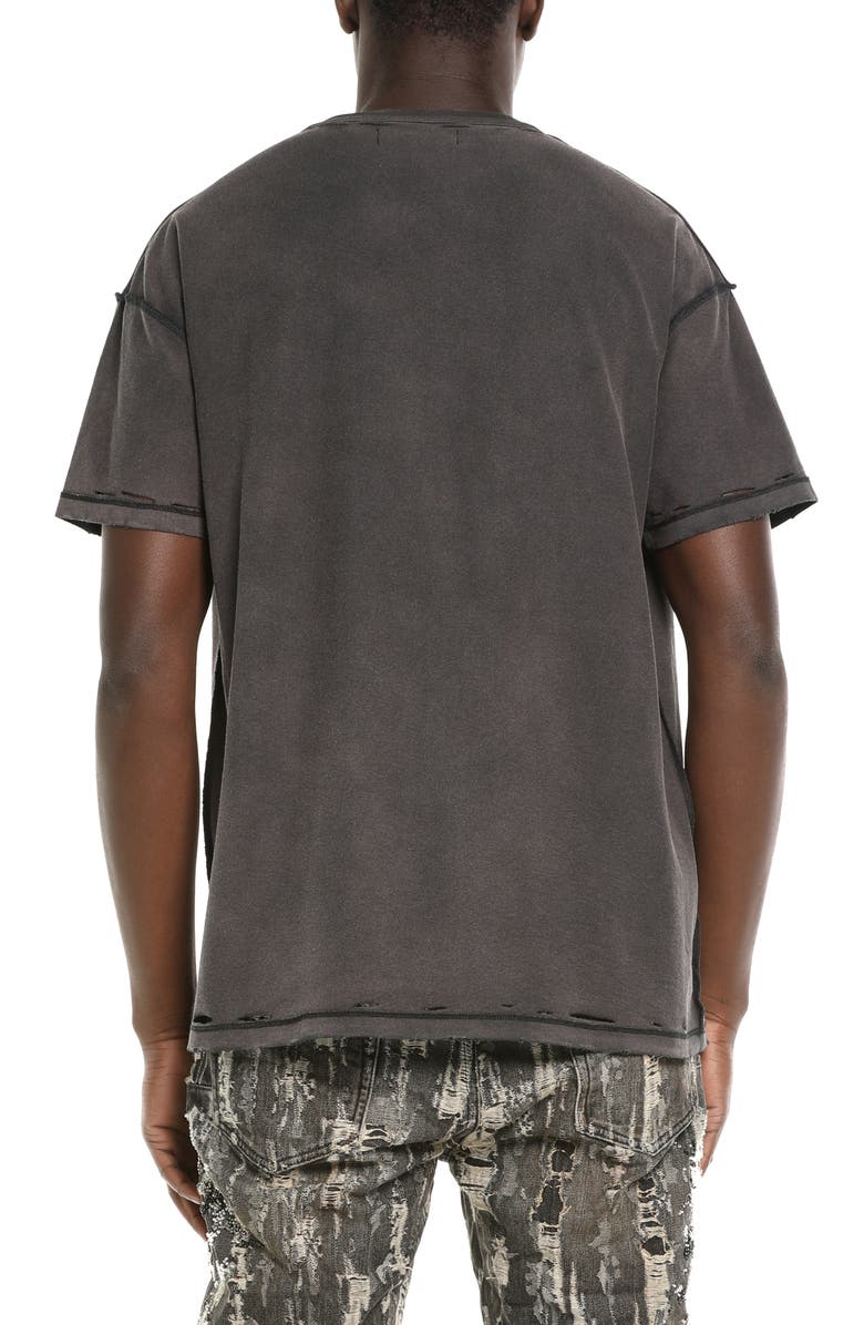 PURPLE BRAND Inside Out Distressed Cotton T-Shirt, Alternate, color, Black