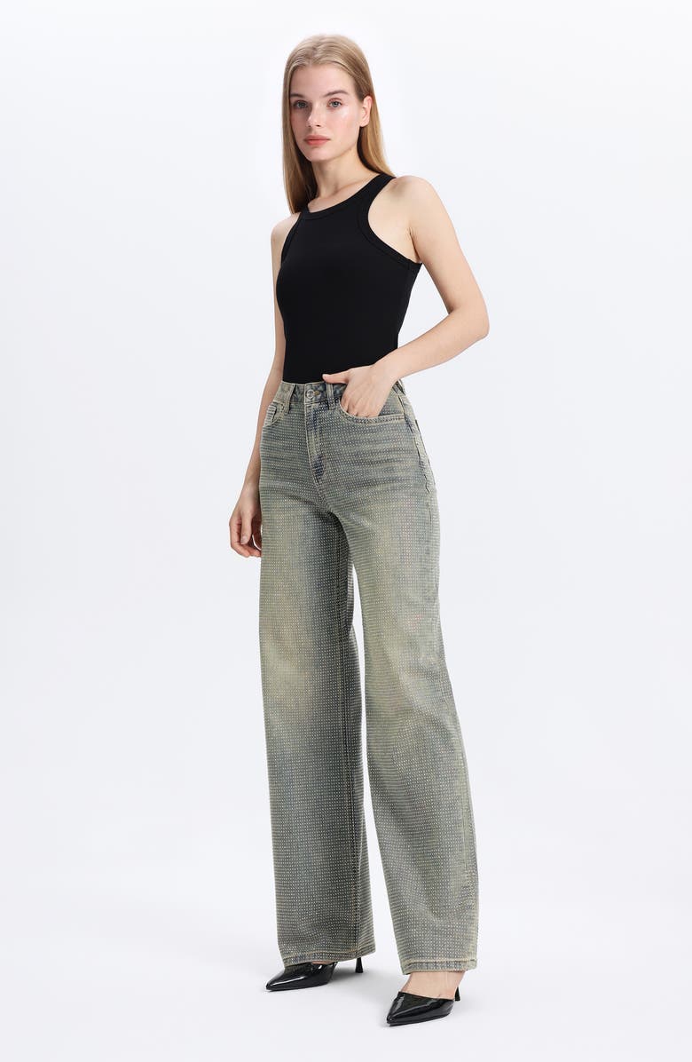 Bayeas Embellished High Waist Wide Leg Jeans, Alternate, color,