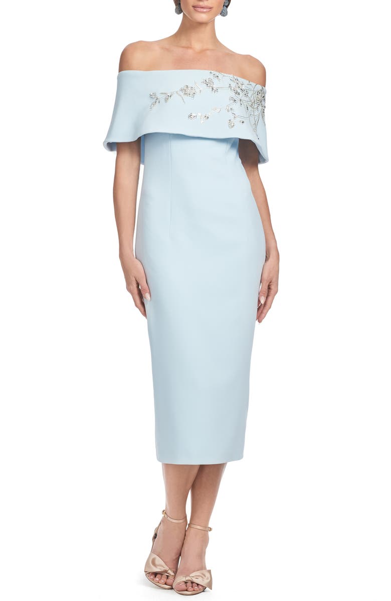 Sachin & Babi Naira Beaded Off the Shoulder Gown, Main, color, Ice Blue