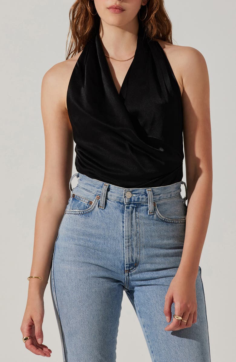 ASTR the Label Della Halter Neck Velvet Top, Alternate, color, 