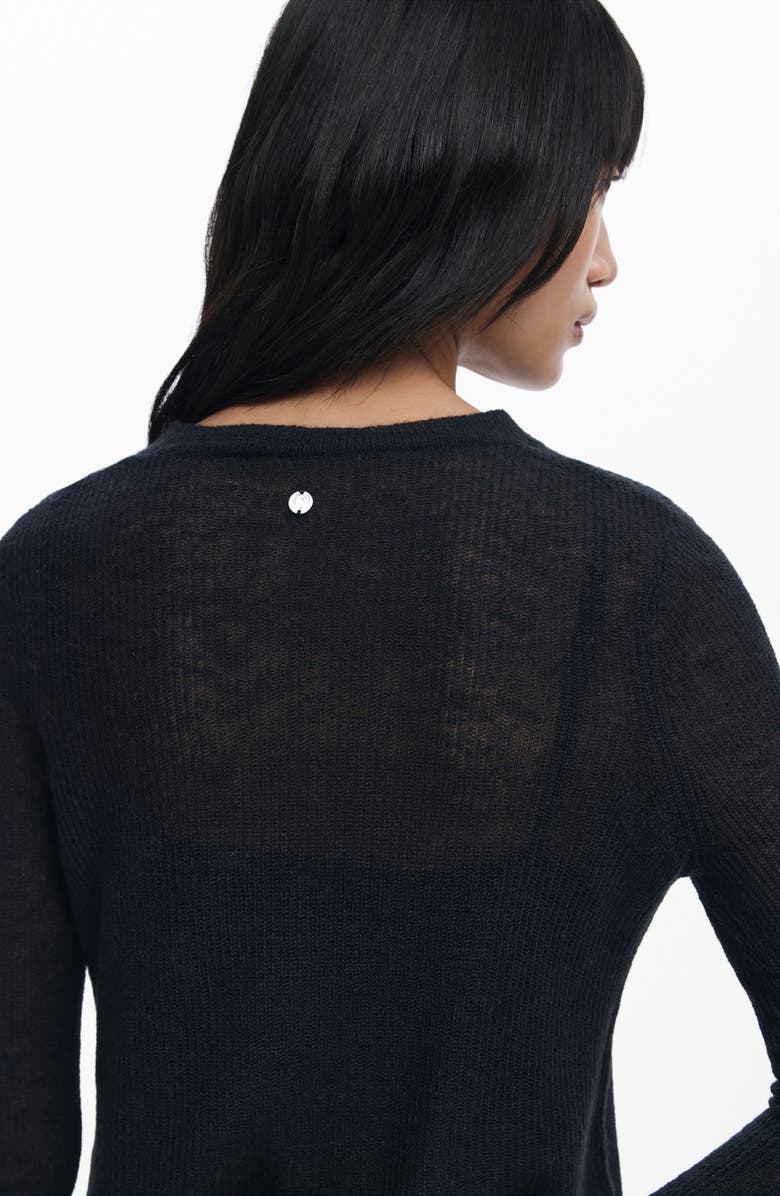 Desigual Mixed Media Long Sleeve Midi Dress, Alternate, color, Black