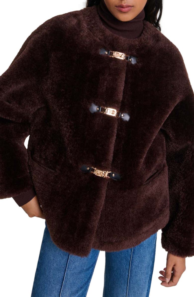 maje Short faux fur coat, Alternate, color,