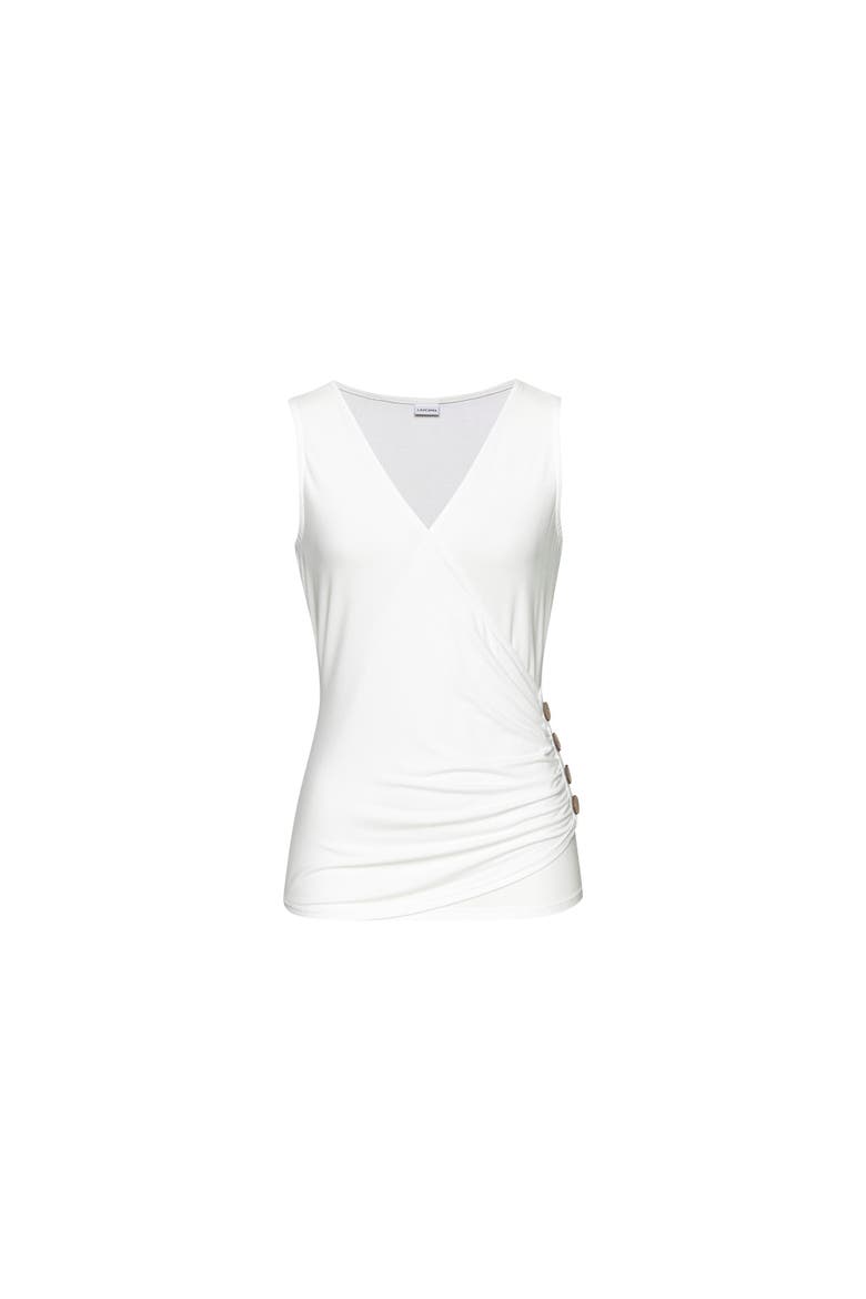Side Button Wrap Look Top, Alternate, color, White