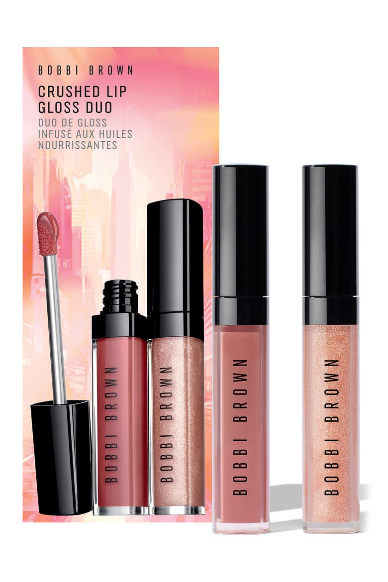 Crushed Oil-Infused Tinted Lip Gloss Duo Set $66 Value, Main, color, PINK BROWN/ CHAMPAGNE
