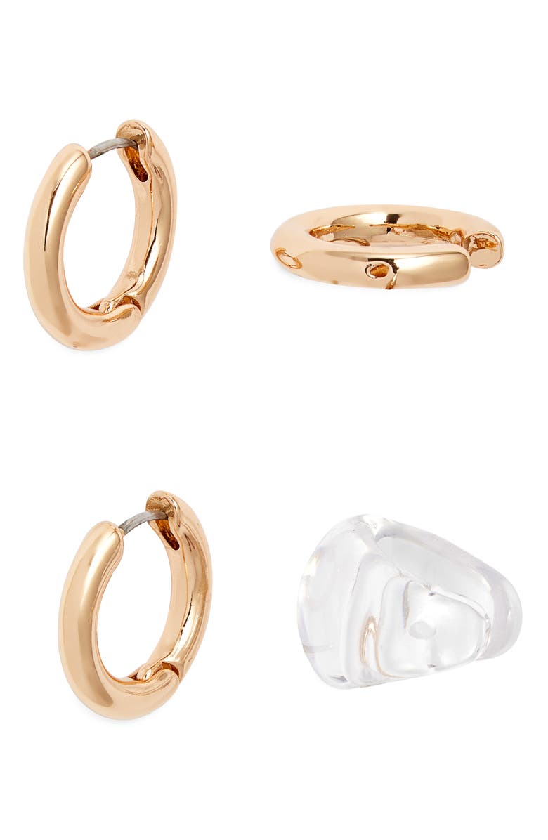 Open Edit Hoop Earring & Ear Cuff Set, Main, color, Clear- Gold