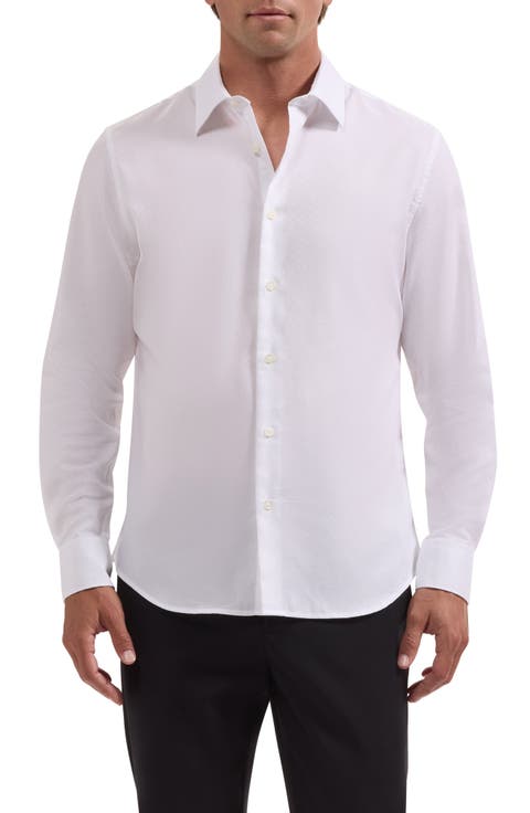 Julian Shaped Fit Solid Jacquard Button-Up Shirt