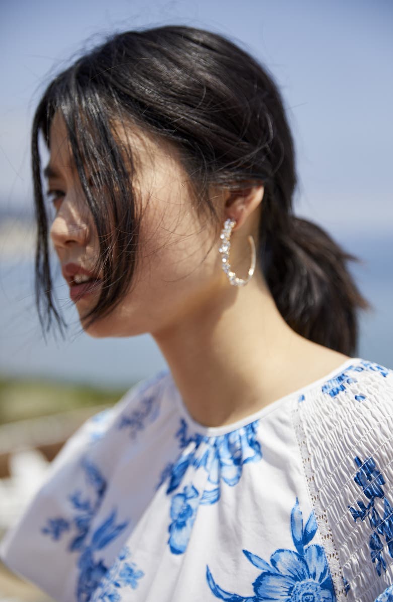 Rachel Parcell Mixed Cut Crystal Hoop Earrings, Alternate, color, 