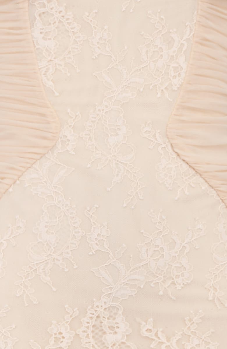 HOUSE OF CB Felicia Lace Inset Mermaid Gown, Alternate, color, Macademia