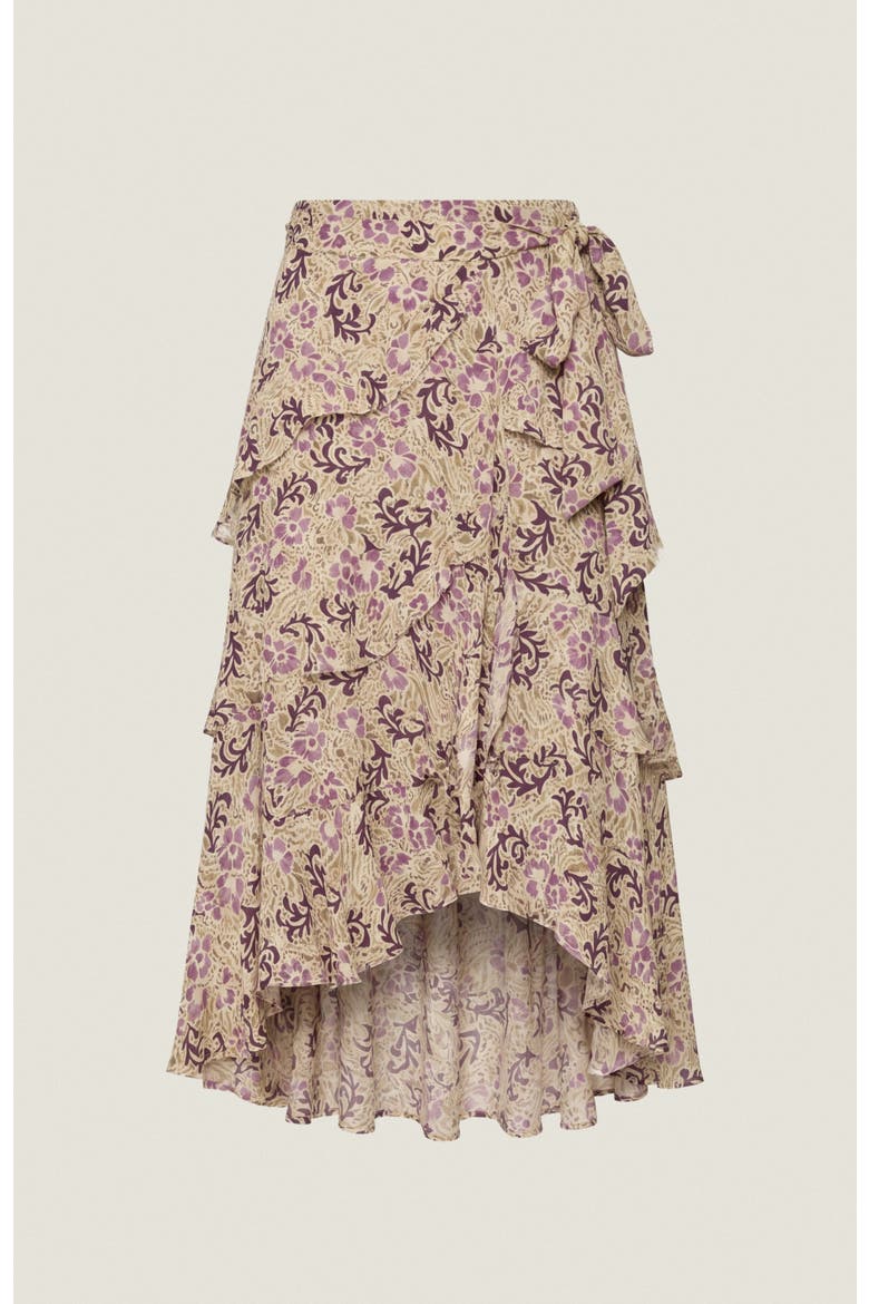 Rae Ruffle Wrap Skirt, Alternate, color, Alabaster Multi