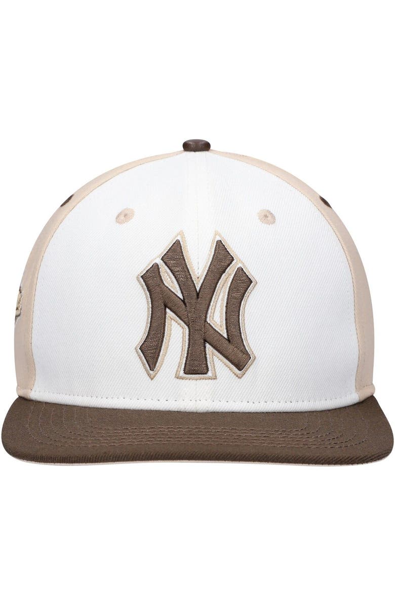 PRO STANDARD Men's Pro Standard White/Brown New York Yankees Chocolate Ice Cream Drip Snapback Hat, Alternate, color,