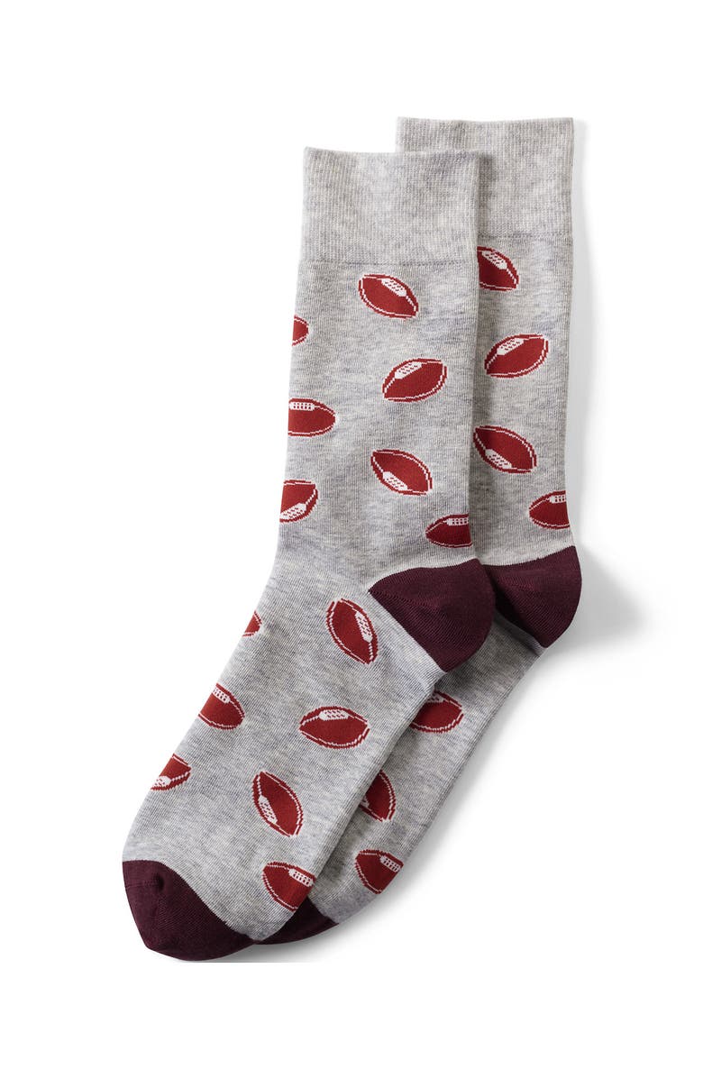 Lands' End Novelty Crew Socks, Main, color, Football/Gray Heather