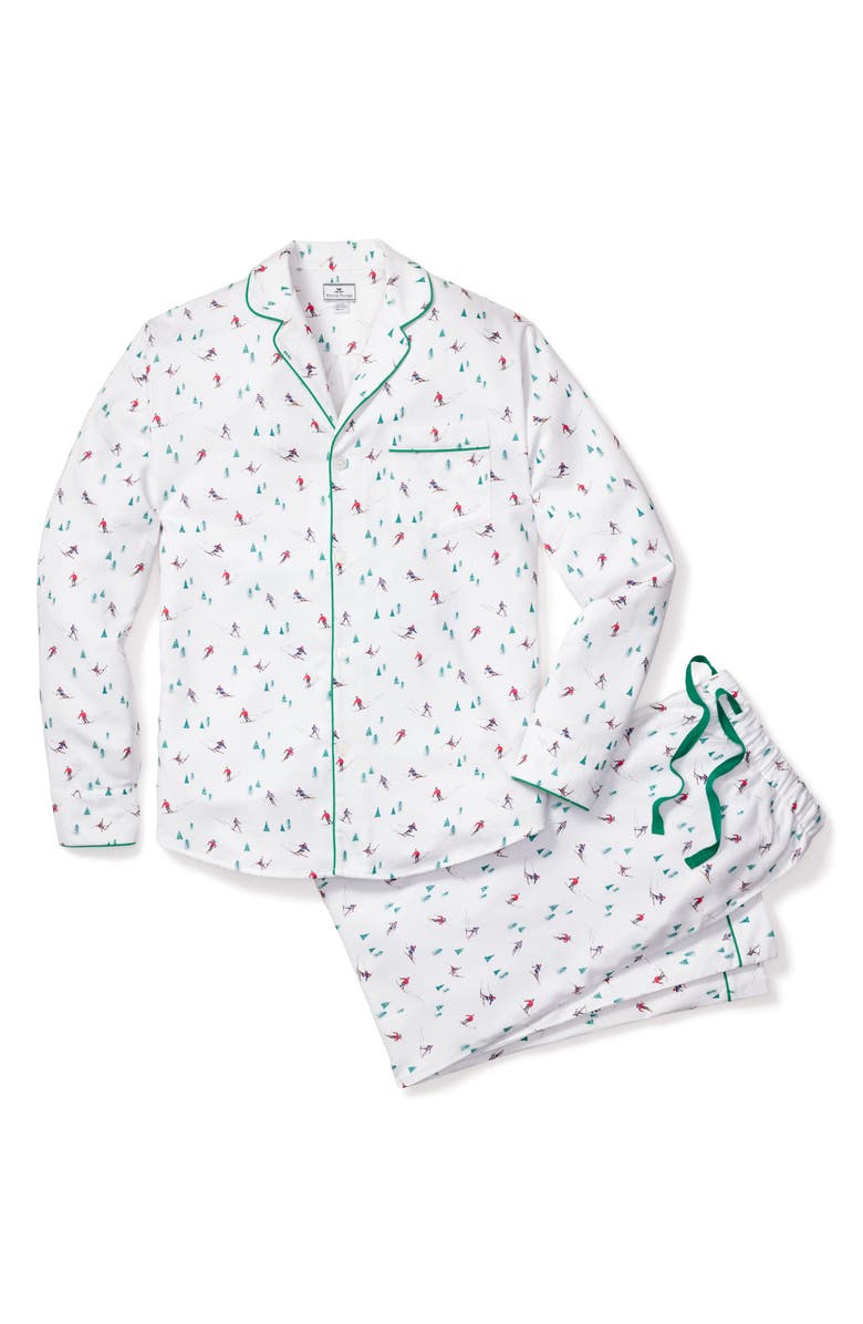 Petite Plume Après Ski Cotton Flannel Pajamas, Alternate, color, White