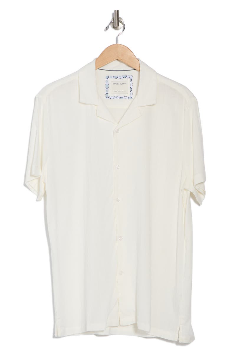 DENIM AND FLOWER Short Sleeve Camp Shirt, Alternate, color, Off White