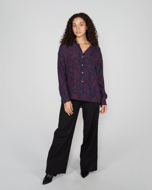 Lords Of Harlech Sophie Silk Oversized Shirt In Purple